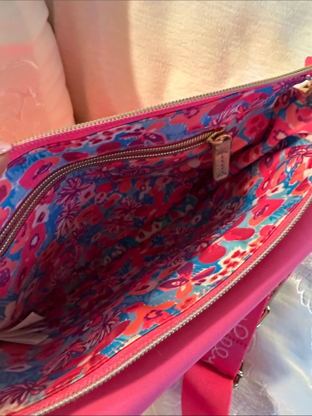Lilly Pulitzer Bright Pink Crossbody with Logo Strap - Picture 2 of 3